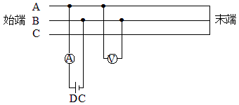 電流電壓表法測量線路直流電阻接線圖